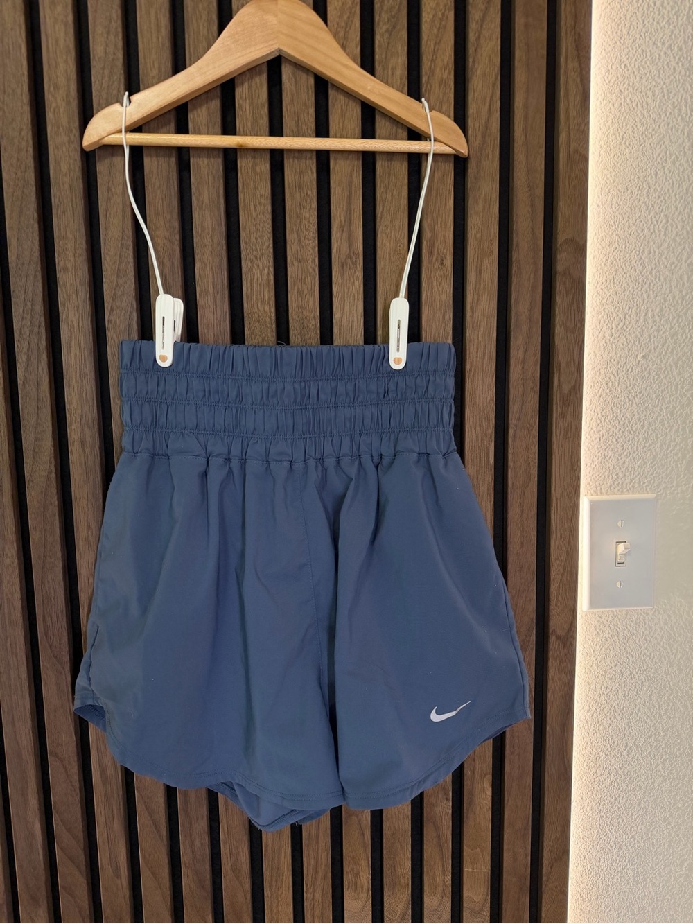 Nike Dusty Blue Athletic Shorts with Elastic High Waist